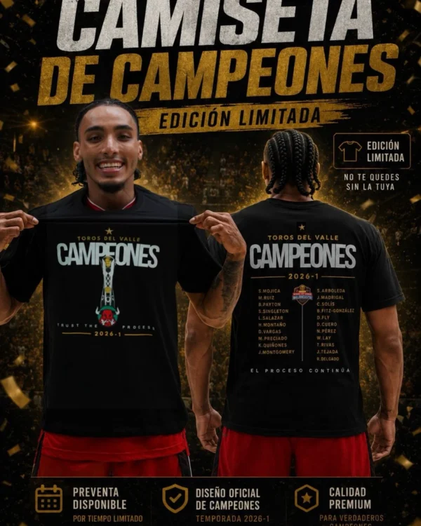 Camiseta Campeones 2026 Toros del Valle edición limitada, vista frontal