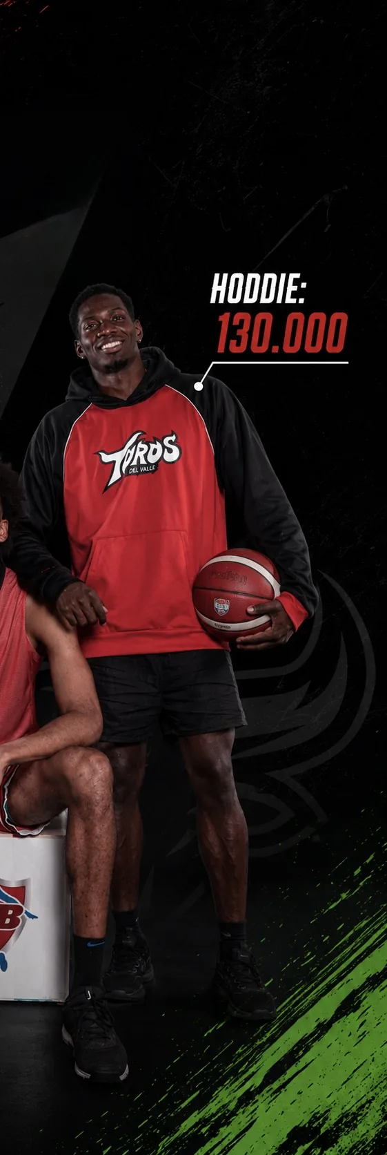Buzo con capucha rojo y negro de Toros del Valle con el logotipo grande al pecho