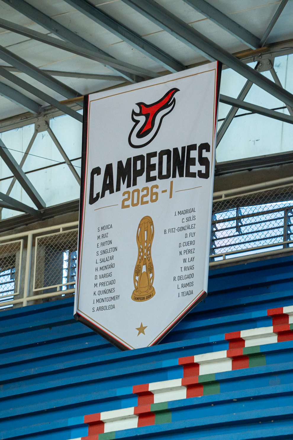 Toros del Valle, actual campeón, estrena el banderín de su primer título en el Coliseo Evangelista Mora 1 IMG 6007.JPG